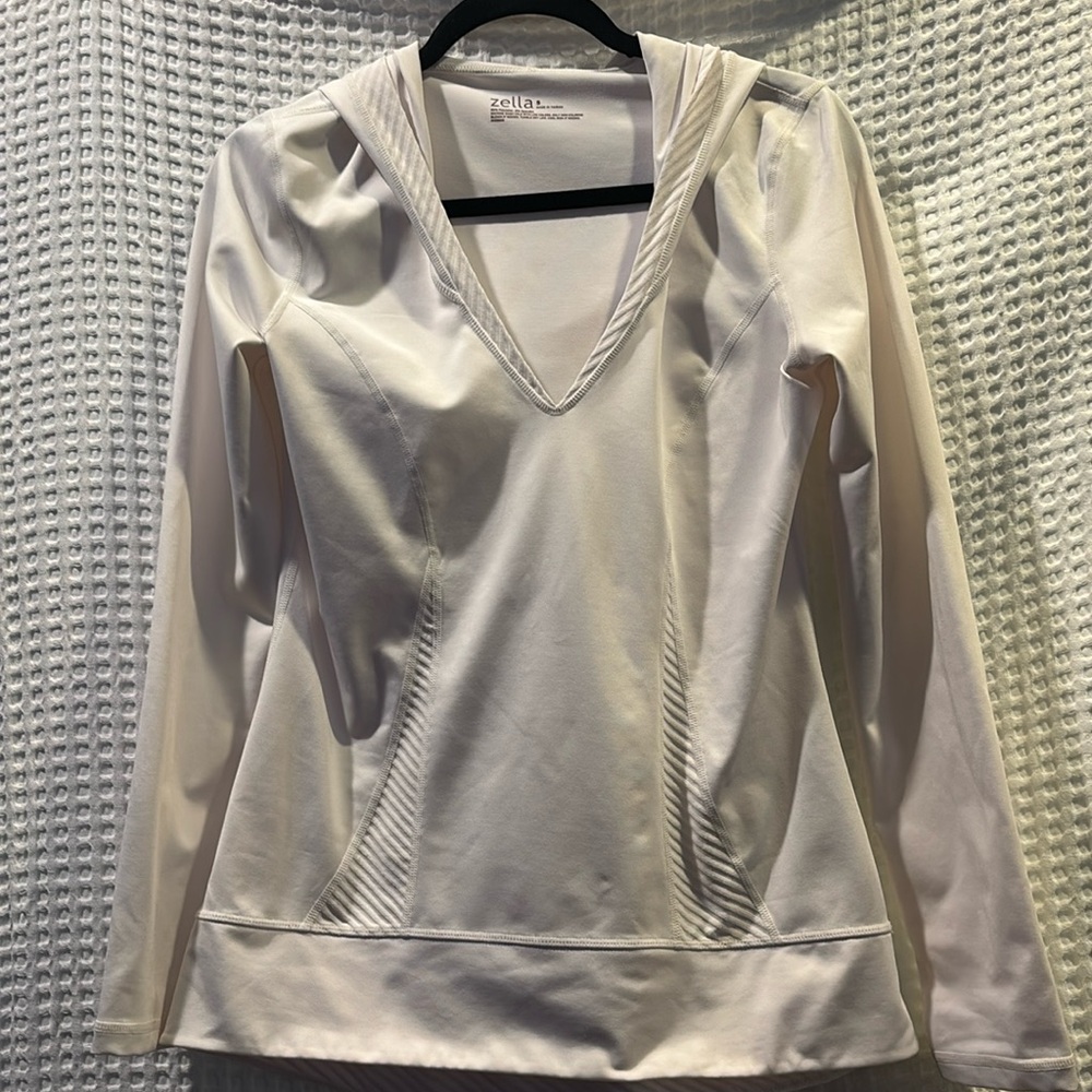Zella white v neck hoodie size S